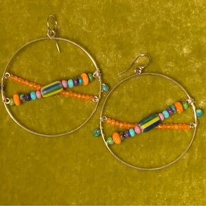 Vibrant Multicolor Beaded Hoop Earrings
